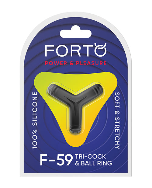 Forto Tri Cock &amp; Ball Ring - Black