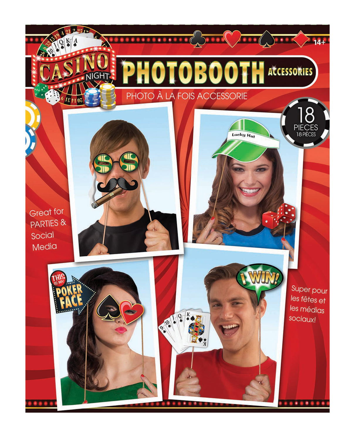 The Soft Hum Casino Photo Booth Prop Kit - Set of 18 pc