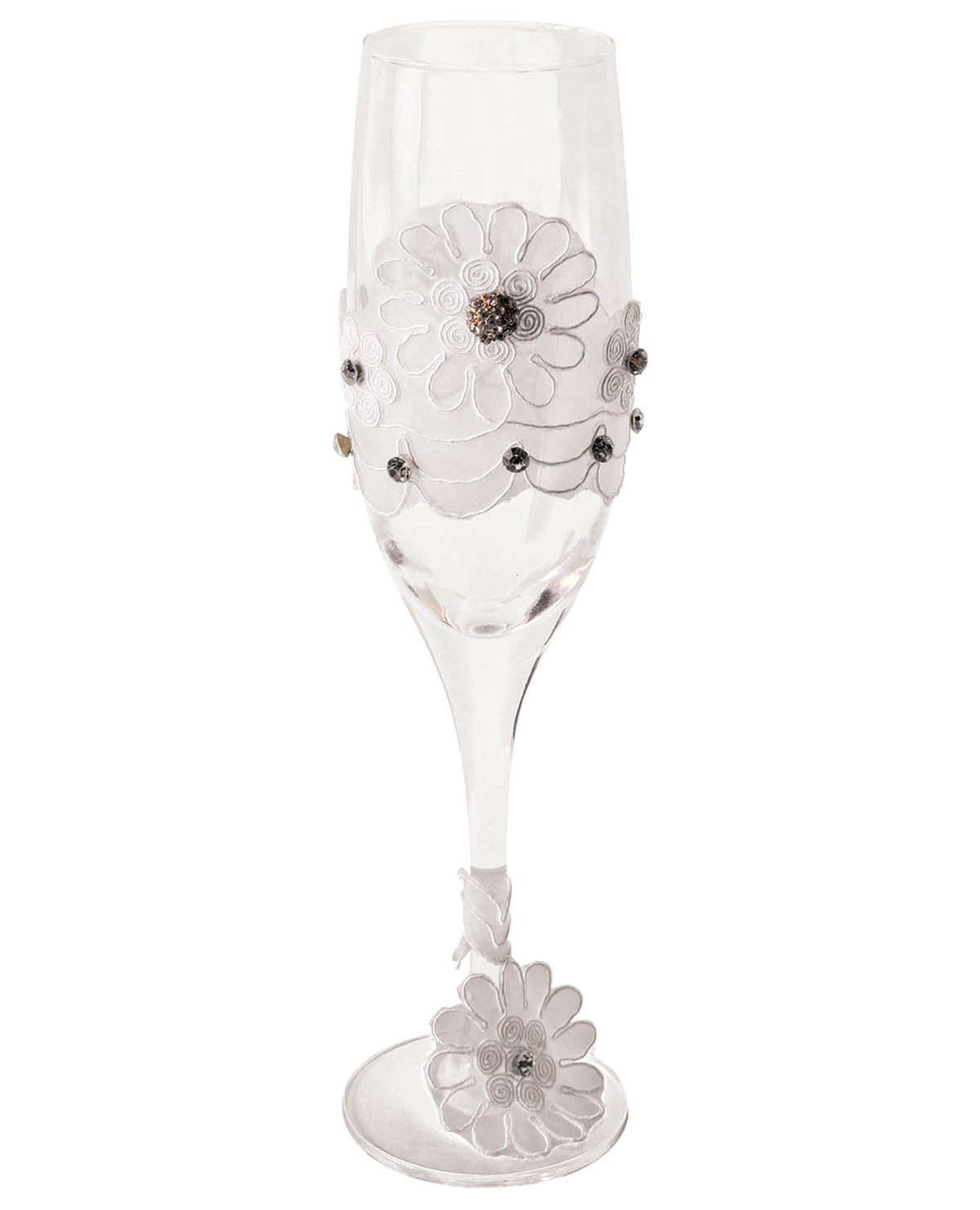 The Soft Hum Bride to Be Champagne Glass w/White Lace Trim