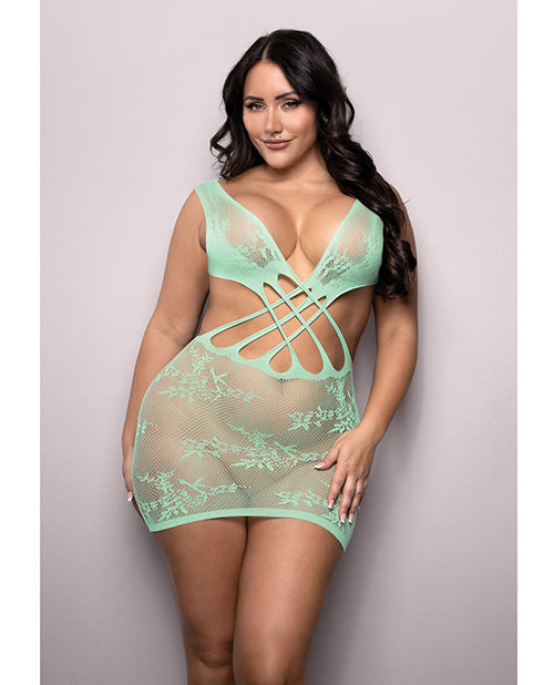 The Soft Hum Vixen Yours Truly Strappy Floral Knit Crossover Dress - Mint QN