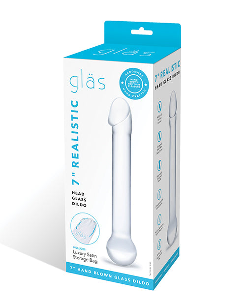 The Soft Hum Glas 7" Realistic Head Glass Dildo - Clear
