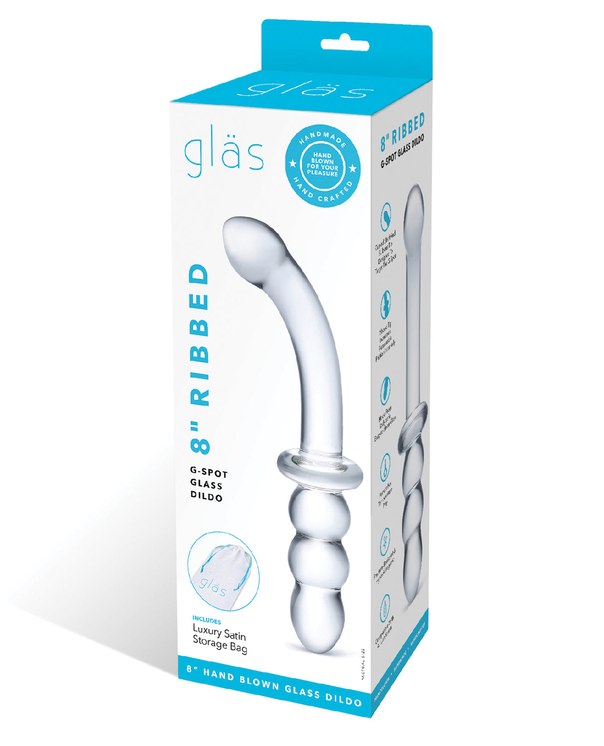 The Soft Hum Glas 8" Ribbed G-Spot Glass Dildo