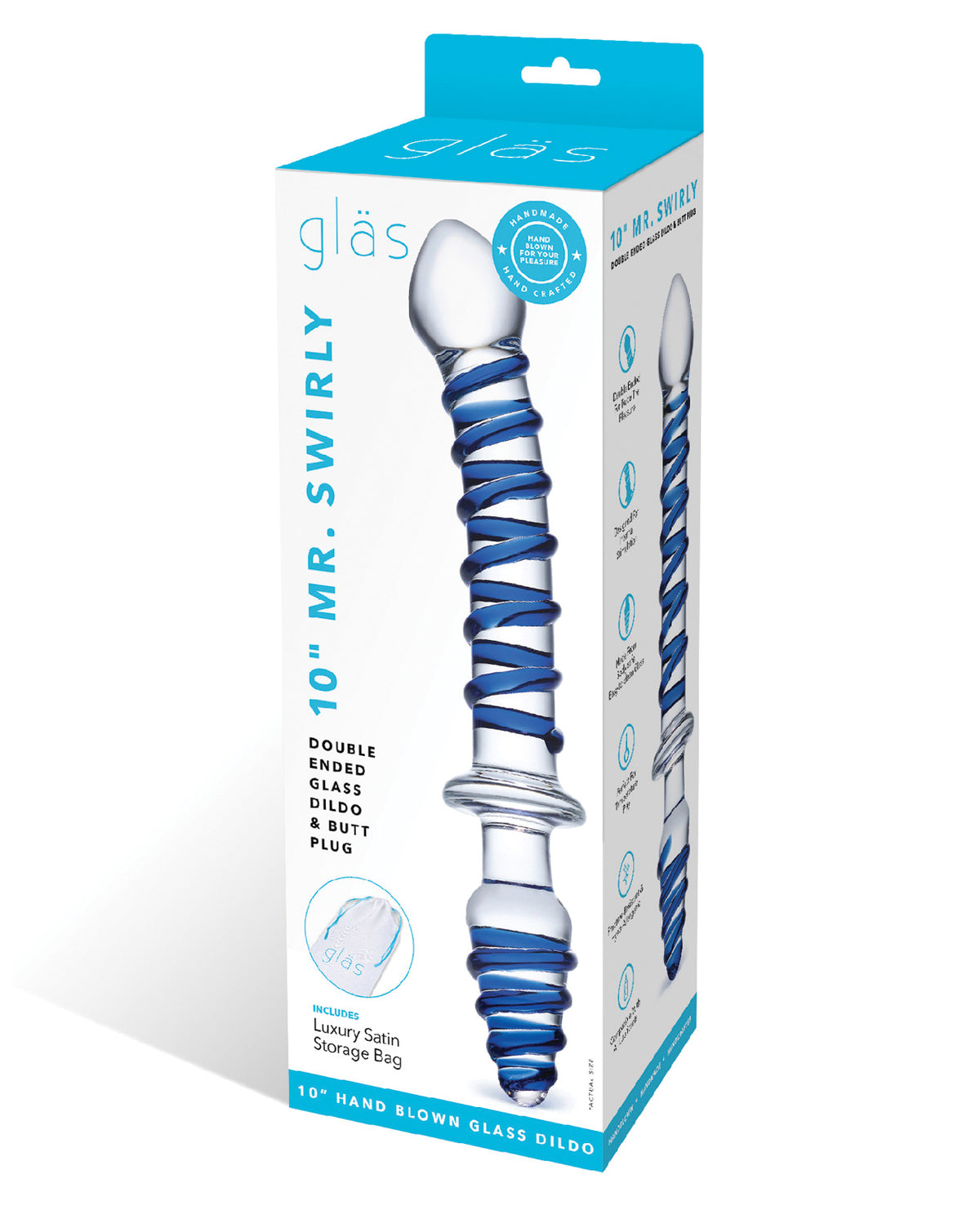 The Soft Hum Glas 10" Mr. Swirly Double Ended Glass Dildo &amp; Butt P