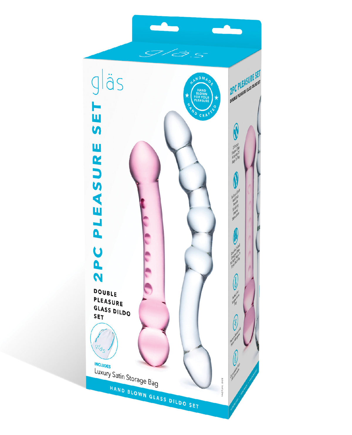 The Soft Hum Glas 2 pc Double Pleasure Glass Dildo Set