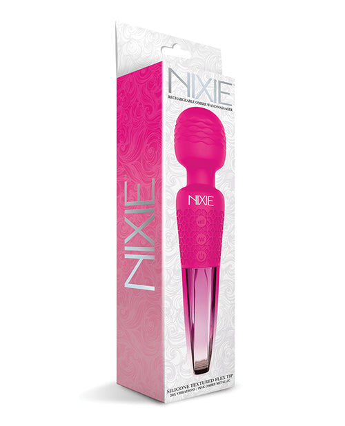 The Soft Hum Nixie Rechargeable Wand Massager - Pink Ombre Metallic