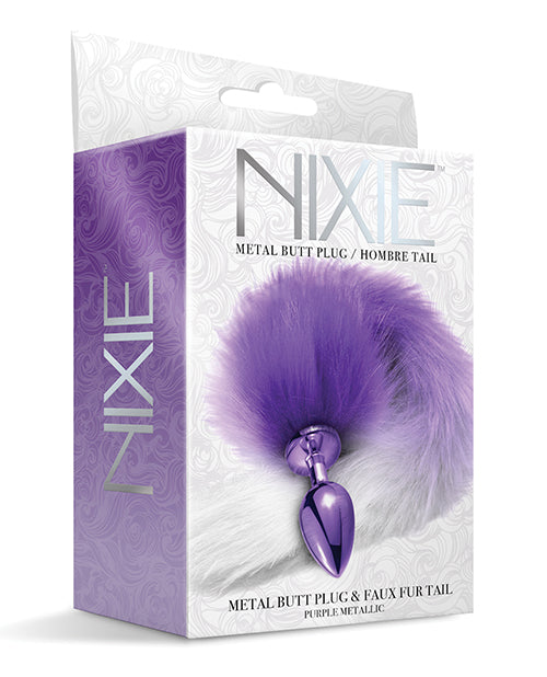 The Soft Hum Nixie Metal Butt Plug w/Faux Fur Tail - Purple Metallic