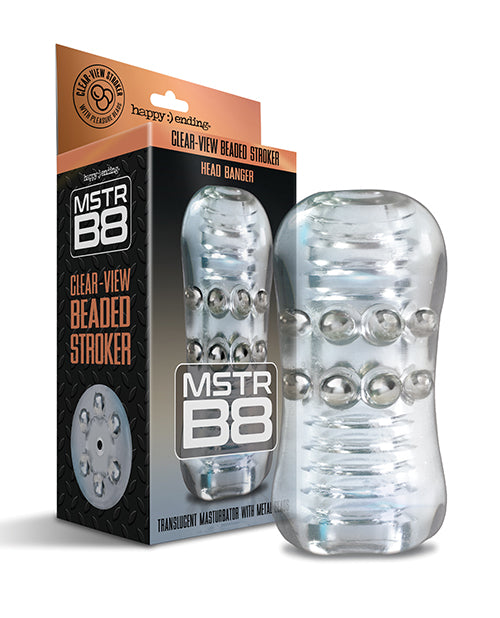 The Soft Hum MSTR B8 Head Banger Beaded Clear-View Stroker - Clear