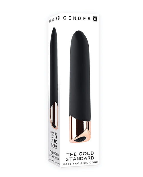 The Soft Hum Gender X The Gold Standard Rechargeable Silicone Bullet - Black/Rose Gold