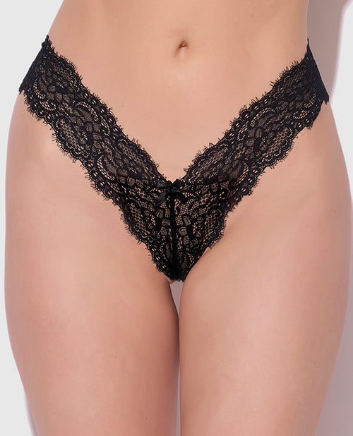 The Soft Hum Lana Sheer Lace V-Thong - Black LG