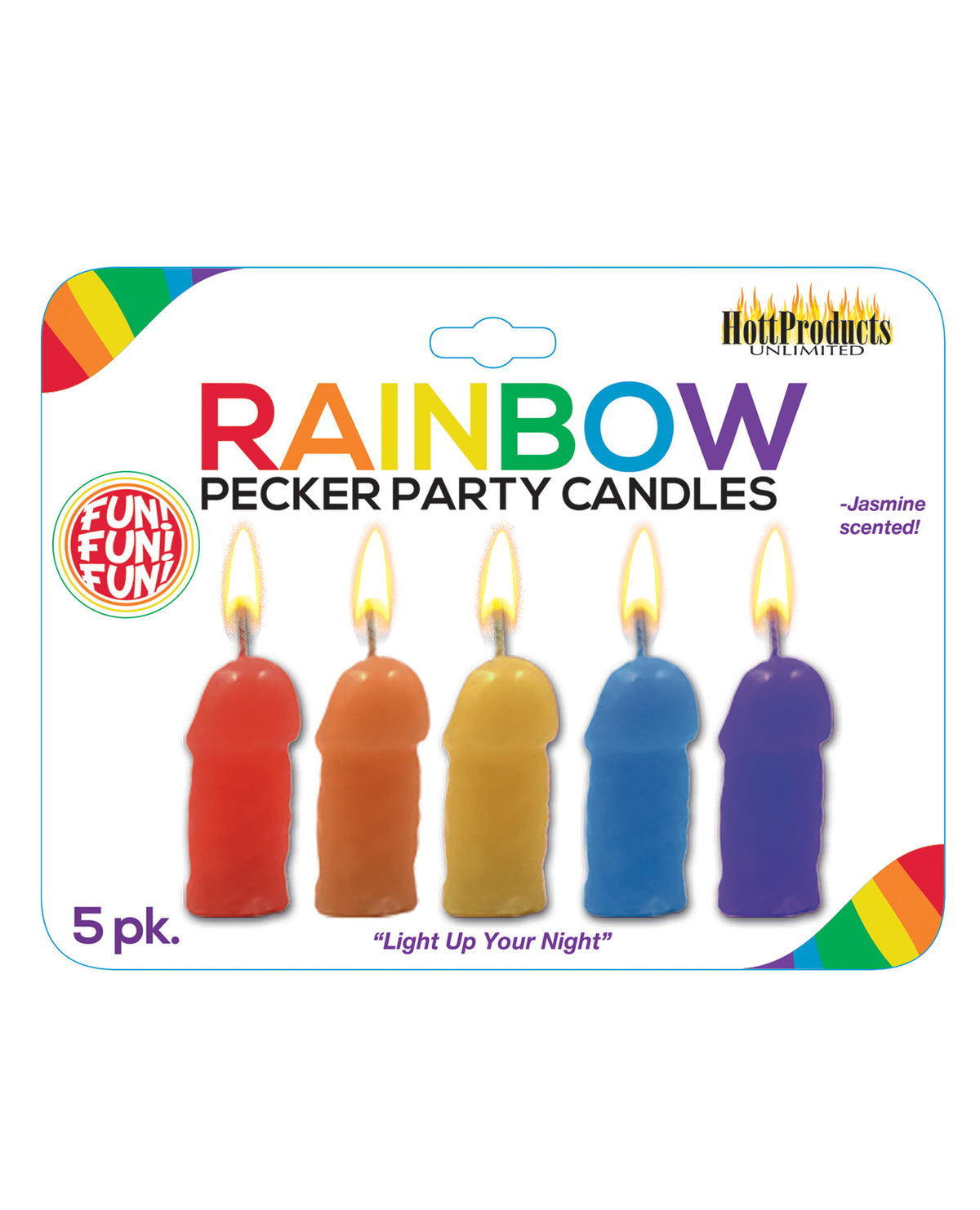 The Soft Hum Rainbow Pecker Party Candles - Asst. Colors Pack of 5