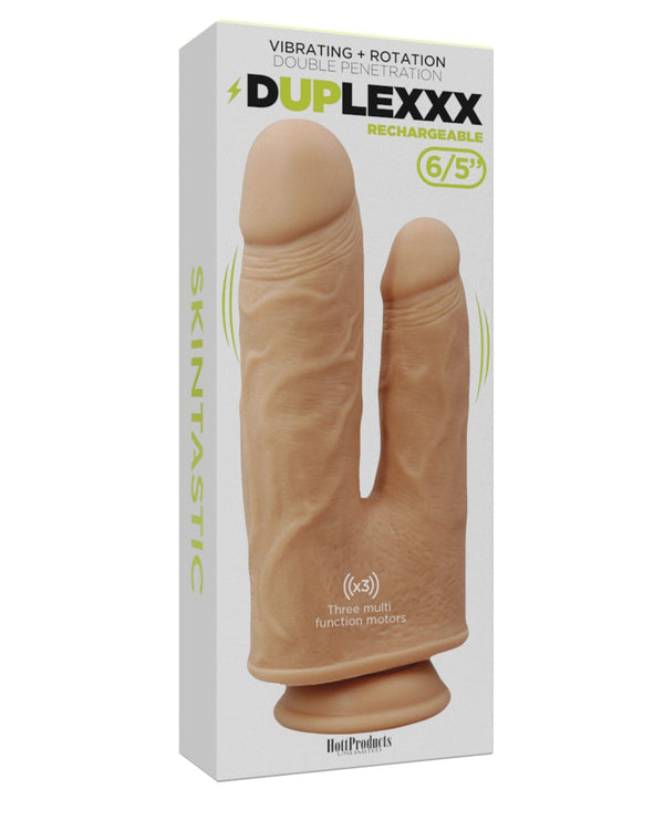 The Soft Hum Skinsations Duplexx Vibrating &amp; Rotating Double Dildo - Flesh