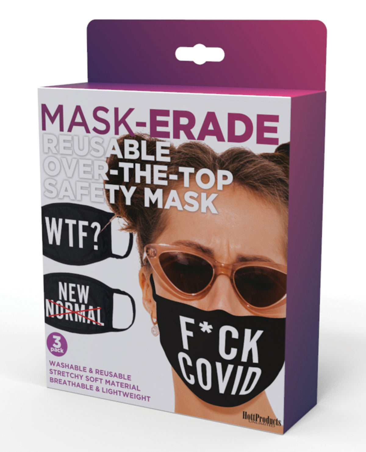 The Soft Hum Hott Products Mask-erade Masks - F Covid/WTF?/New Normal X Pack of 3