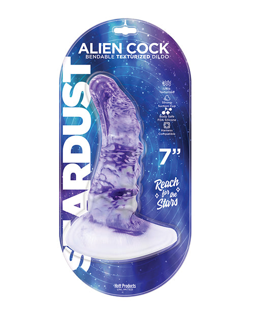The Soft Hum Stardust Alien Cock Silicone Textured 7" Dildo - Purple