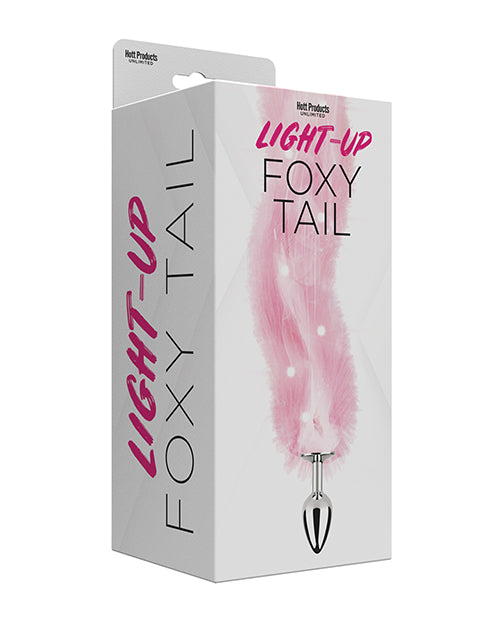 The Soft Hum Foxy Tail Light Up Faux Fur Butt Plug - Pink