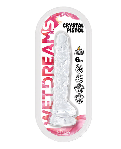 The Soft Hum Wet Dreams Crystal Pistol 6" Suction Cup Dildo - Clear