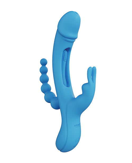 The Soft Hum Trilux Kinky Finger Rabbit Vibrator w/Anal Beads - Blue