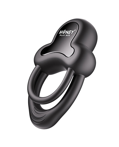 The Soft Hum Anello Vibrating Double Cock Ring w/Clitoral Stimulator - Black - Image 2