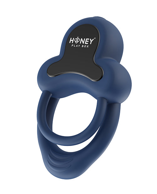 The Soft Hum Anello Vibrating Double Cock Ring w/Clitoral Stimulator - Blue