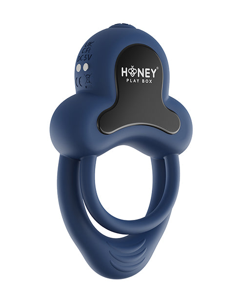 The Soft Hum Anello Vibrating Double Cock Ring w/Clitoral Stimulator - Blue - Image 2