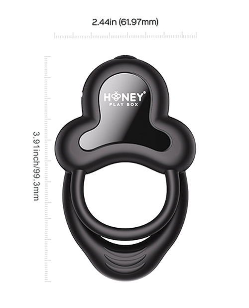 The Soft Hum Anello Vibrating Double Cock Ring w/Clitoral Stimulator - Black