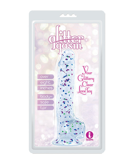 The Soft Hum Glittergasm 8.5" Ballsy Dildo - Blue/Purple/Violet
