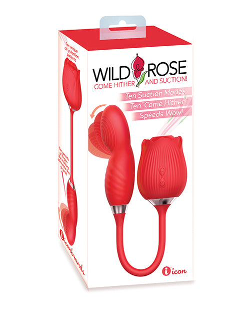 The Soft Hum Wild Rose Suction &amp; Come Hither Vibrator - Red
