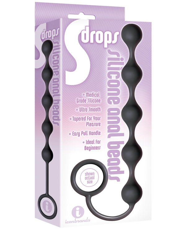 The Soft Hum The 9's S Drops Silicone Anal Beads - Black
