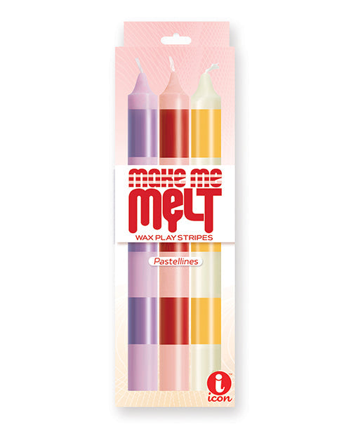 The Soft Hum The 9's Make Me Melt Sensual Warm Drip Candles - Pastellines Stripes Pack of 3