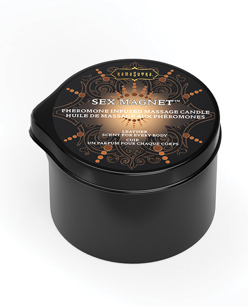 The Soft Hum Kama Sutra Sex Magnet Candle w/Pour Spout - Leather -2 oz