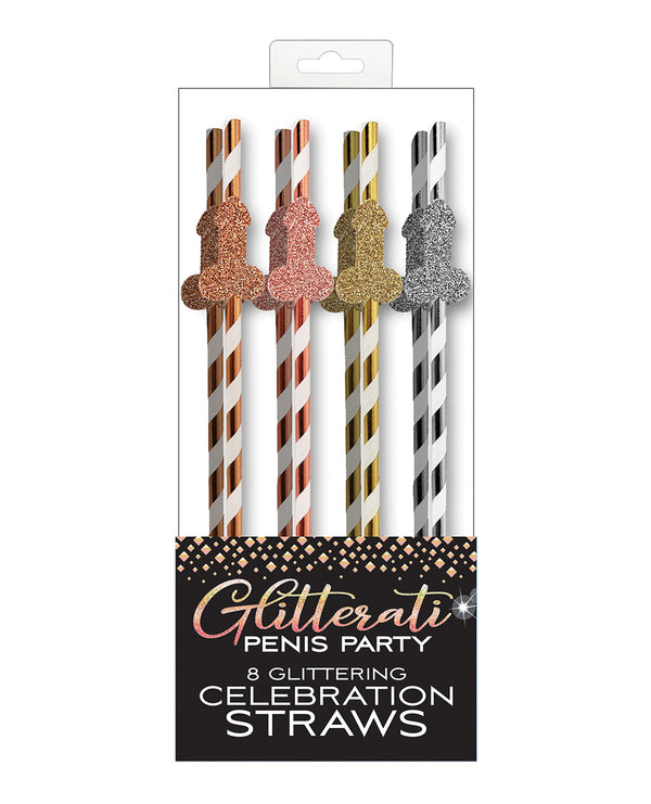 The Soft Hum Glitterati Penis Party Straws - Pack of 8