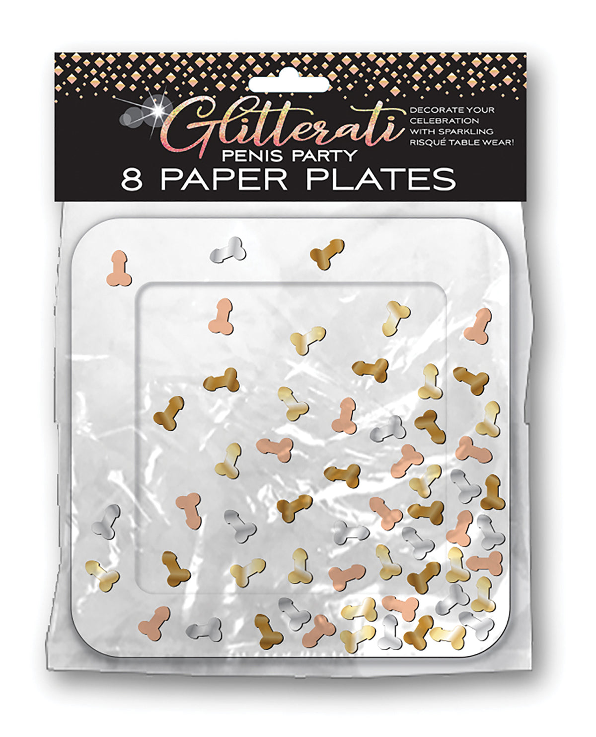 The Soft Hum Glitterati Penis Party Plates - Pack of 8
