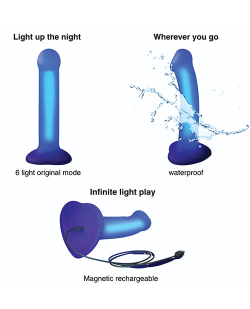 The Soft Hum Strap-on-Me Glow-Led Dildo - Purple