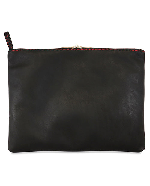 The Soft Hum Sultra Leather Toy Bag w/lockable Pullers &amp; Inside Pockets - Black