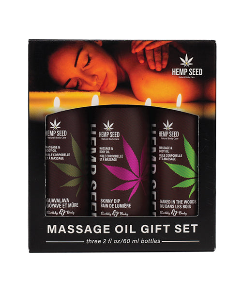 The Soft Hum Earthly Body Massage Oil Gift Set - 2 oz Skinny Dip, Naked in the Woods &amp; Guavalava