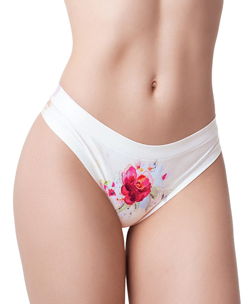 The Soft Hum Mememe Flower Power Rose Printed Thong MD