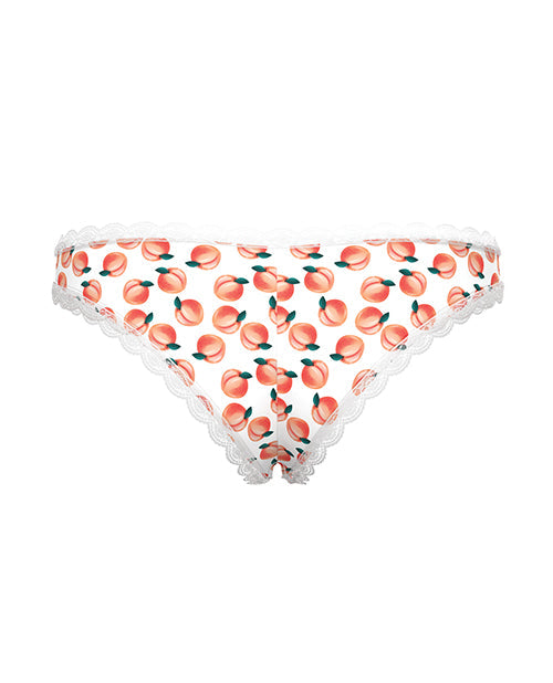 The Soft Hum Sweet Treats Crotchless Boy Short w/Wicked Sensual Care Peach Lube - White QN
