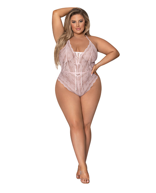 The Soft Hum Seabreeze Strappy Back Teddy w/Snap Crotch Blush 2X