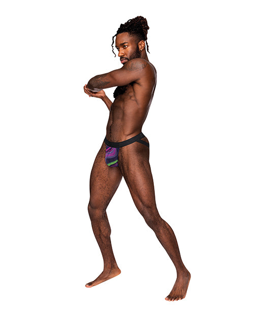 The Soft Hum Galactic Sheer Poly Spandex Strappy Ring Jock Multi Color S/M