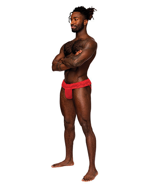 The Soft Hum Sassy Lace Skirt Jock Red S/M