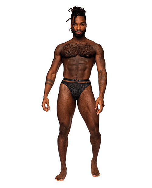 The Soft Hum Rude Awakening Mesh Strap Thong Black L/XL