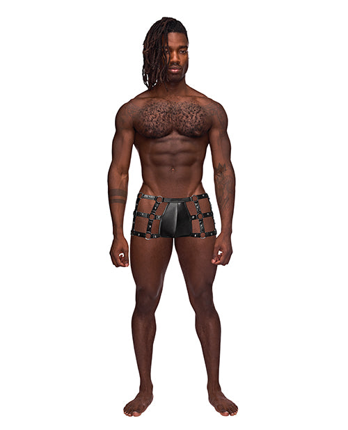 The Soft Hum Fetish Vulcan Nylon Spandex Caged Short Black S/M