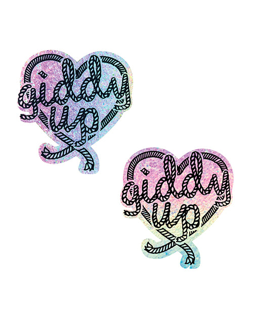 The Soft Hum Neva Nude Giddy Up Heart Reflective Pasties - Rainbow O/S