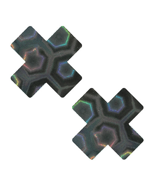 The Soft Hum Neva Nude Holographic X Factor Pasties - Black O/S