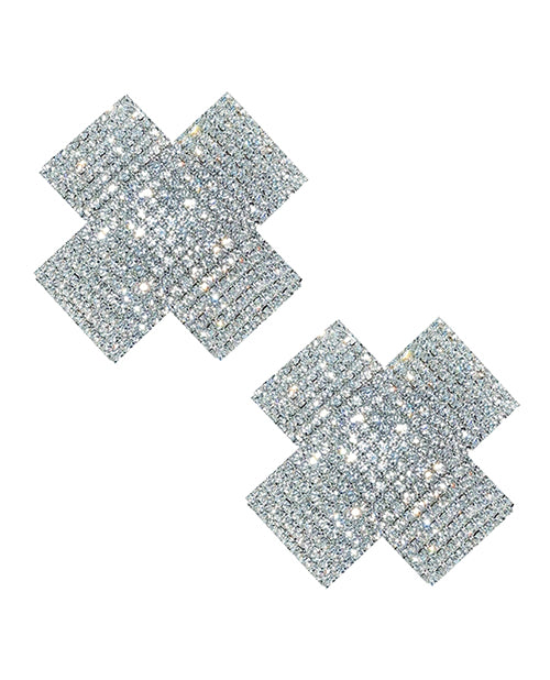 The Soft Hum Neva Nude Cross Crystal Jewel Reusable Silicone Nipple Pasties - Clear O/S