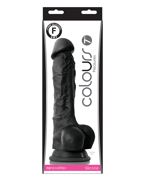 The Soft Hum Colours Pleasures 7" Dong w/Balls &amp; Suction Cup - Black