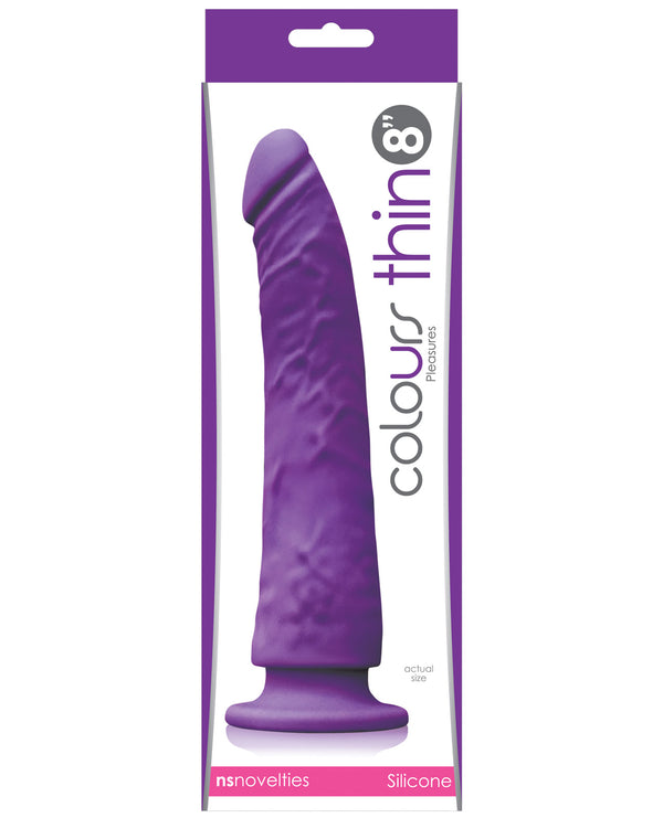 The Soft Hum Colours Pleasures Thin 8" Dildo - Purple