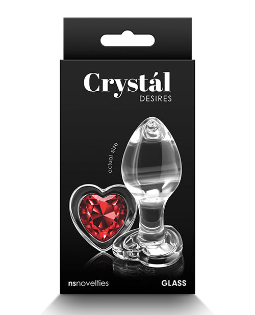 The Soft Hum Crystal Desires Glass Heart Gem Butt Plug Medium - Red