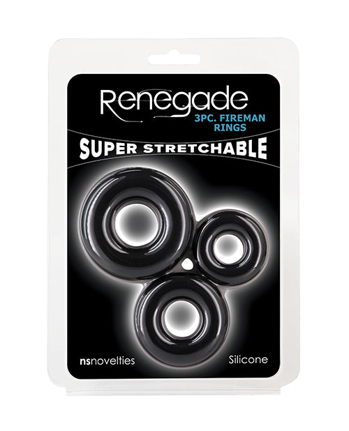 The Soft Hum Renegade Fireman Cock Rings - Pack of 3 Black