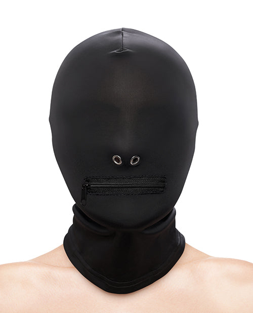 The Soft Hum Fetish &amp; Fashion Zippered Mouth Hood - Black