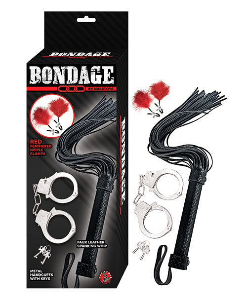 The Soft Hum Bondage by Nasstoys Whip &amp; Cuff Set - Red